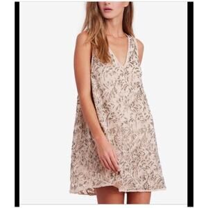 Free People Shine On Beaded Lace Crocheted Sleeveless Mini Dress Sz L Swifty